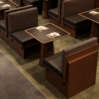 Restaurant-Renovierungsunternehmer Modernes Massivholz-Panel Quadratisches 6-Sitzer Esszimmer-Set Tisch Stühle Bistro Gewerbliche Qualität