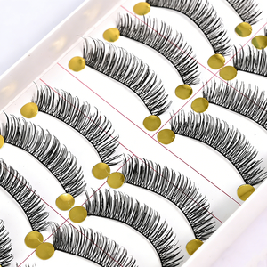 Faux <span class=keywords><strong>cils</strong></span> faits main en coton, 10 paires, doux, longs, à tige noire, pour un look naturel, vente en gros - Product Image 3