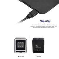 En stock, lecteur de codes-barres omnidirectionnel 2D mains libres OEM, lecteur de codes-barres de bureau filaire USB à détection automatique