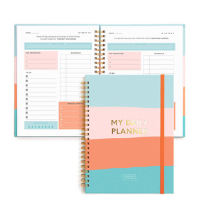 Planificador de anillo de alambre espiral de papel de impresión personalizado, diario de cubierta dura de oro rosa, diario semanal mensual, A5, <span class=keywords><strong>agenda</strong></span> <span class=keywords><strong>escolar</strong></span> - Product Image 3