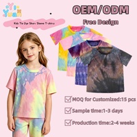 T-shirt unisexe pour enfants à manches courtes et col rond, tie-dye, doux, respirant, en spandex et polyester, décontracté, à porter au quotidien, hauts d'été pour enfants