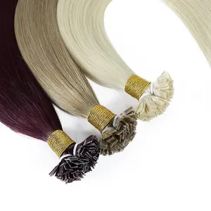 وصلات شعر كيراتين بأطراف مسطحة مثبتة مسبقًا بطرف K مزدوجة السحب، شعر ريمي بشري أوروبي 100% - Product Image 6