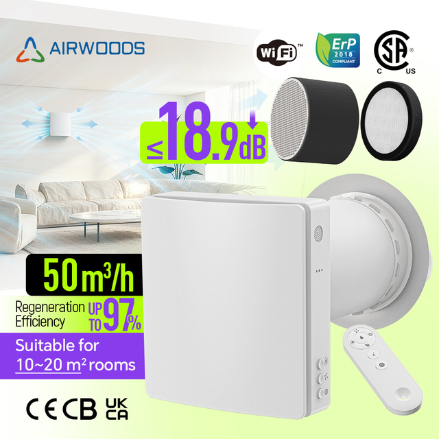 CE Ventilation with Heat Recovery Recuperator Heat Recovery Ventilator HRV ERV Co2 Sensor