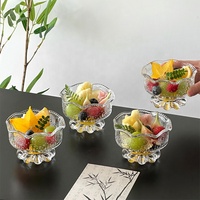 Geperst kristallen glazen schaaltjes met bloemenmotief, premium kwaliteit, voor restaurants, decoratief, voor desserts, salades en fruit.