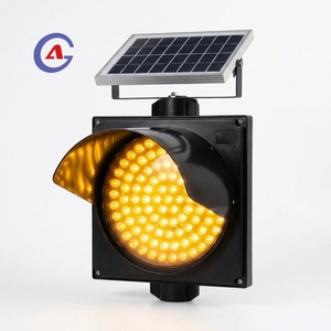 Feux de signalisation LED solaires ambre 300 mm, balise clignotante haute visibilité pour la sécurité des travaux routiers et de construction GUAGNGAN - Product Image 1