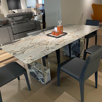 Gainsville Furniture Table de salle à manger de luxe en acrylique et marbre, design de pieds, forme unique, table à manger en marbre