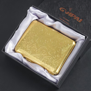 Vendita calda di lusso da uomo moderna scatola per portasigarette impermeabile con Design dorato rifinito inciso in metallo resistente ottone - Product Image 6