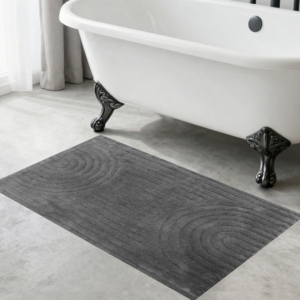Alfombra de baño y tapete Sean, gris oscuro, 60x100cm, de algodón jacquard, premium, suave, altamente absorbente, lavable, hecho en Turquía. - Product Image 1