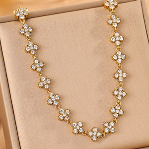Collar de Cadena con Trébol Colorido, Joyería de Acero Inoxidable que No se Deslustra, Collares de Lujo para Mujer con Circonita Cúbica - Product Image 4