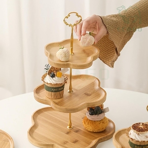 ถาดไม้ไผ่สำหรับเสิร์ฟขนมหวาน ของขวัญ ของตกแต่งงานปาร์ตี้ ถาดวางเค้ก คัพเค้ก ขนมหวาน - Product Image 5