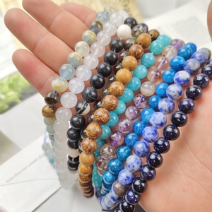 Perle Sciolte in <span class=keywords><strong>Pietra</strong></span> Naturale Lucidate a Mano da 8mm, Onice <span class=keywords><strong>Blu</strong></span> e <span class=keywords><strong>Pietra</strong></span> <span class=keywords><strong>di</strong></span> <span class=keywords><strong>Luna</strong></span> Bianca per Creazione <span class=keywords><strong>di</strong></span> Gioielli e Artigianato - Product Image 4