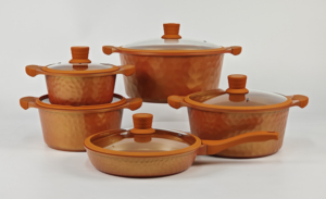 Ensemble de casseroles et poêles modernes et durables <span class=keywords><strong>en</strong></span> marbre, pierre de riz médicale, granit, métal, aluminium moulé sous pression, antiadhésif, <span class=keywords><strong>en</strong></span> céramique - Product Image 4