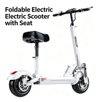 Trottinette électrique pliable pour adultes 48V blanche avec siège, roues en alliage d'aluminium de 10 pouces, moteur sans balais, double batterie au lithium, autonomie de 120 km