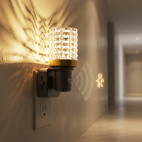 Lampe de nuit à détecteur de mouvement LED en acrylique dimmable LOHAS 180 °   Lumière rotative à détection de mouvement pour salle de bain et chambre à coucher, alimentation par prise secteur