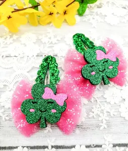 2023 Long Lanh Hairgrip Phục Sinh Màu Xanh Lá Cây Clover Hình Dạng Tóc Barrettes Clip Phục Sinh Đảng Phụ Kiện Tóc Kẹp Tóc Cho Bé Gái