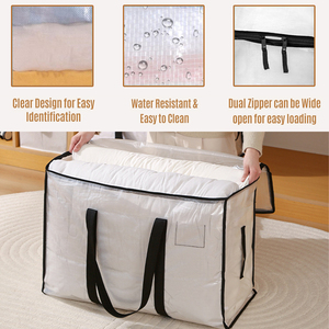 Очень большие прозрачные ПВХ-мешки для хранения одежды и постельного белья, складные, пыленепроницаемые, оптовые поставки, OEM, ODM - Product Image 2
