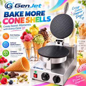 Machine à gaufres GenJet à <span class=keywords><strong>plaque</strong></span> simple/double 220-230V, machine à cônes électrique pour les glaciers, les snack-bars et les restaurants - Product Image 1
