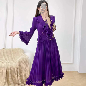 open lace back dress V-Neck Dress Jacket Set
