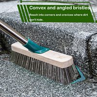 Brosse à balai de pont en fil d'acier inoxydable à long manche brosse d'épurateur de sol de nettoyage extérieur