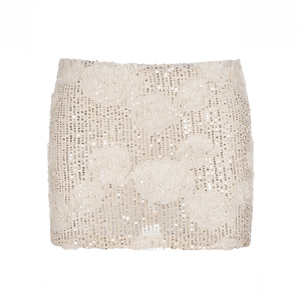 Women's Floral Sequin <b>Patchwork</b> Bodycon Mini <b>Skirt</b> Built In Shorts Lined Knit Casual Fashion <b>Skirt</b> - Product Image 6