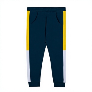 Pantalon de survêtement premium pour homme 2026, bleu marine avec bandes latérales jaunes et blanches, taille élastique, coupe décontractée, idéal pour l'automne - Product Image 1