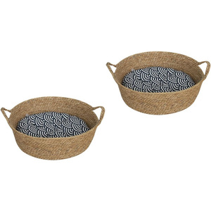 Lit pour animaux de compagnie rond en coton rembourré, panier en rotin doux, lit pour chat et chien, couleur lin, lavable à la main, utilisation toute saison - Product Image 4