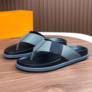 Luxury High-End Men's Evergreen Anti-Slip Casual Slippers Genuine Leather Slip-On <b>Sandals</b> Summer Footwear Designer for Slipper - Product Image 5