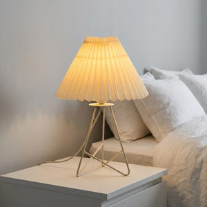 Scandinavian Style Table <b>Lamp</b> Paper Shade Aluminum Base E27 LED 3500K Warm White Cone Shape Wire High CRI 95 Bedroom - Product Image 5
