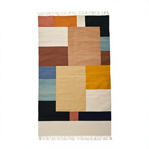 Luxury Custom Modern Striped Waterproof Cotton Flat <b>Weave</b> Rugs Hand Woven Indoor/Outdoor Economical Great Value by ITHL - Product Image 1