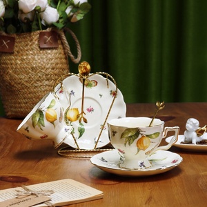 Wholesale Luxury Nordic Living Room <b>Sets</b> Blue Annulus Ceramic Porcelain Coffee & Tea Cup <b>Sets</b> With Service Tray - Product Image 4