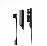Peignes de salon en plastique personnalisés, résistants à la chaleur, en métal, à queue de rat, pour la séparation des cheveux, ensemble de brosses en plastique à étiquette privée