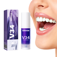 V34 Dentifrice à la menthe saveur menthe pour adultes, blanchissant, mousse violette, élimination des taches jaunes, utilisation à domicile