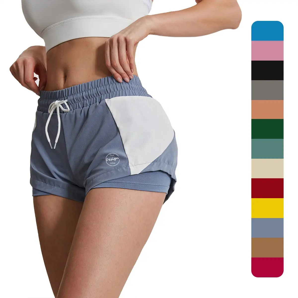 Custom New Design Splicing Quick Dry Short Pants For Women Running Shorts Pants Womens Sports Short Pants For Ladies