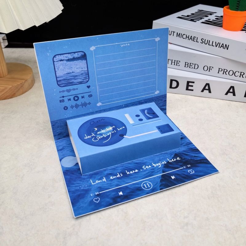 Blue ocean phonograph greeting card-30s record