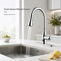 Robinet de cuisine intelligent à double capteur, mitigeur de lavabo automatique sans contact avec bec en acier inoxydable