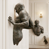 Sculpture murale décorative moderne en bronze coulé 3D, représentant un homme, pour hôtel, villa, hall d'entrée, en vente.