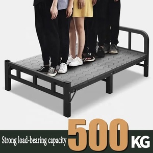 Lit pliant <span class=keywords><strong>pas</strong></span> <span class=keywords><strong>cher</strong></span> noir en fer et acier, lit pliant à 2 sections, cadre métallique, <span class=keywords><strong>fourniture</strong></span> directe usine - Product Image 6