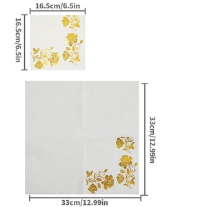 Serviettes imprimées à motif de pivoines, serviettes carrées à motif de pivoines en feuille d'or, pour les fêtes, les réceptions, les rassemblements et les événements haut de gamme - Product Image 4