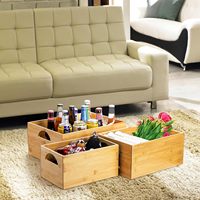 Boîtes de rangement en bambou naturel avec poignée, empilables, emboîtables, pour la maison, la cuisine, le bureau, organisation