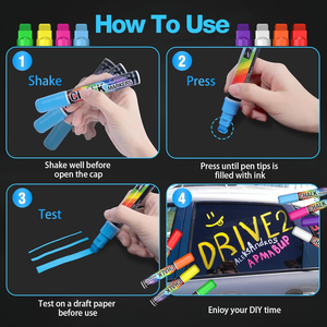 10MM Jumbo Tips Liquid Chalk Markers Utilisation effaçable <span class=keywords><strong>sur</strong></span> <span class=keywords><strong>les</strong></span> fenêtres/miroirs/tableau d'écriture LED/étiquettes de tableau noir - Product Image 5