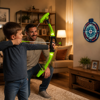 Ensemble d'arc et de flèches lumineux LED, kit de tir à l'arc avec flèches à ventouse, cible, carquois détachable, jeu de tir pour enfants, cadeau