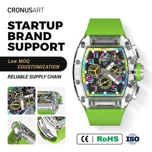 CRONUSART Limited 99pcs <strong>Automatic</strong> <strong>Chronograph</strong> Watch Men, Green Tonneau Sapphire Wristwatch 3ATM - Product Image 1