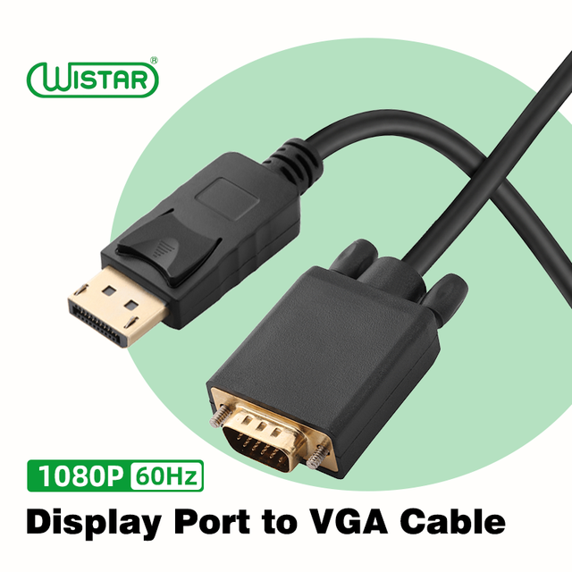 WISTAR DP to VGA 1.8m Adapter Cable for Computer Connection Projector Monitor HD Converter Support 1080P