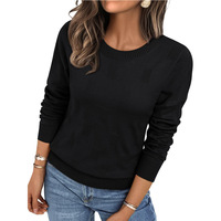 Pull en tricot à rayures verticales gaufrées kaki uni pour femme, col rond, manches longues, coupe ajustée, décontracté, broderie personnalisée