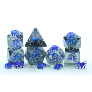 Juego de 7 Dados de Resina de Araña Azul Coloridos para Juegos de Mesa de Rol DND, Dados de Epoxi Hechos a Mano, Regalo - Product Image 1