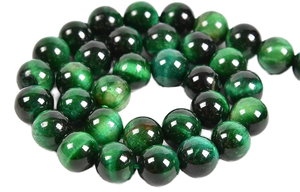 Oeil de tigre vert naturel rond perlé pierre lâche 44-46 <span class=keywords><strong>perles</strong></span> par brin pour la fabrication de bijoux à bricoler soi-même-traité thermiquement - Product Image 2