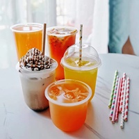 Internet Celebrity Bobo Cup Met Deksel Transparant Wegwerp Plastic Beker Voor Room Cake U-Vormige Fruitcontainer