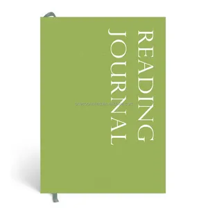 사용자 정의 크기 디자인 인쇄 녹색 컬러 하드백 큐레이션 북 클럽 프롬프트 읽기 도전 로그 추적기 저널
