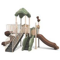 Ensemble de jeux d'extérieur multifonctionnel pour enfants, série Forêt, avec toboggan combiné et toboggan spiral en acier de 89 mm pour parc sportif et jardin