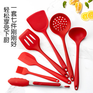 Silicone Kitchen Utensil Set 7-Piece Heat Resistant Non-Slip Cooking Spoon Spatula Set For Household Outdoor Use - Product Image 3